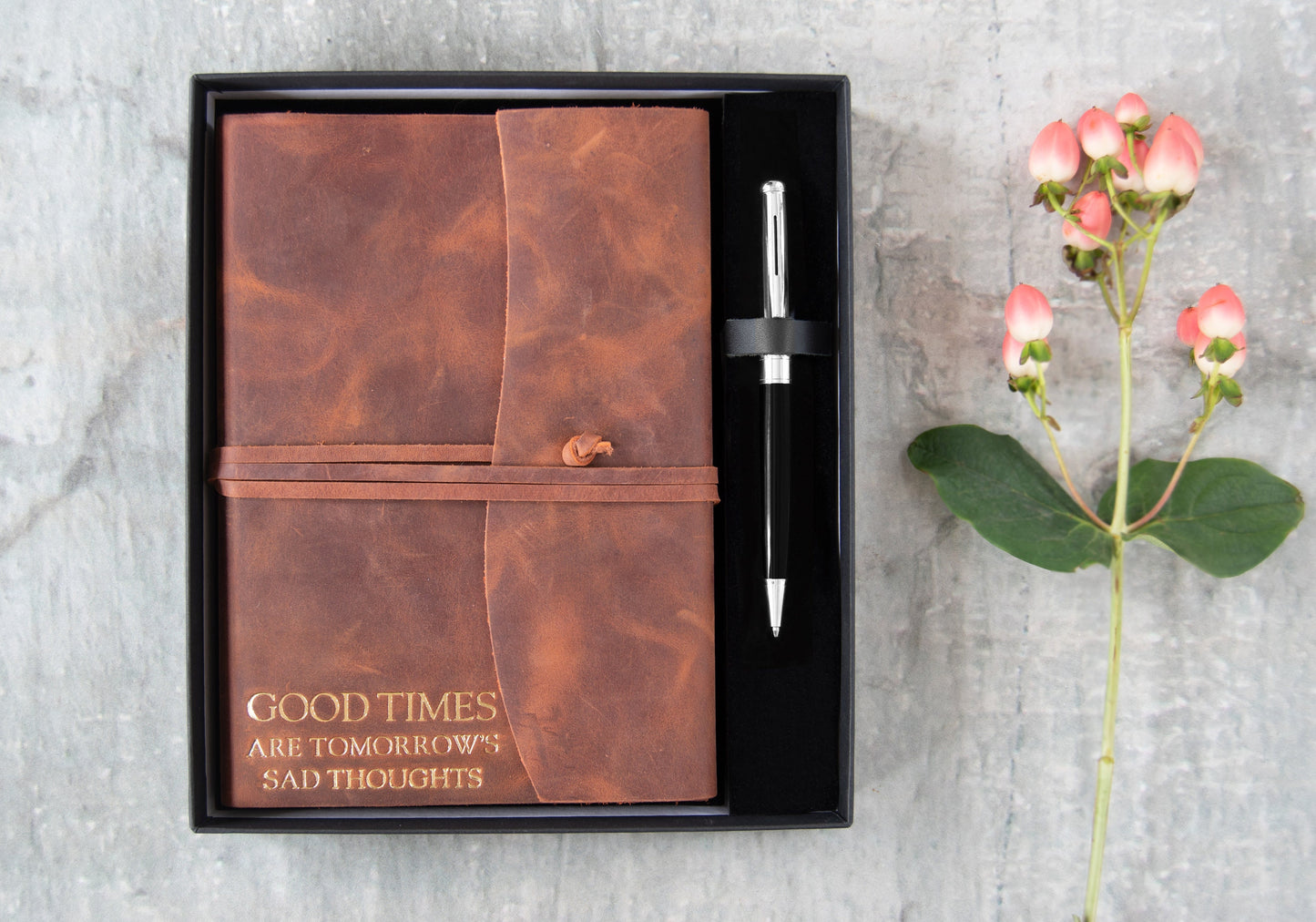 Amalfi Handmade Italian Vegetable Tan Leather Journal A5 Copper Gift Set Free Engraving Signature Pen (21cm x 15cm) Can be Personalised!