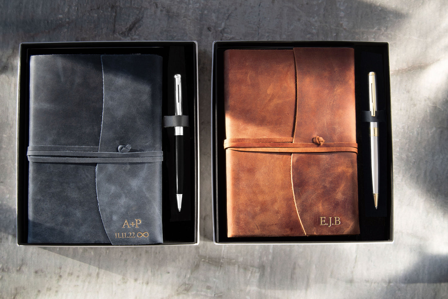 Amalfi Handmade Italian Vegetable Tan Leather Journal A5 Copper Gift Set Free Engraving Signature Pen (21cm x 15cm) Can be Personalised!