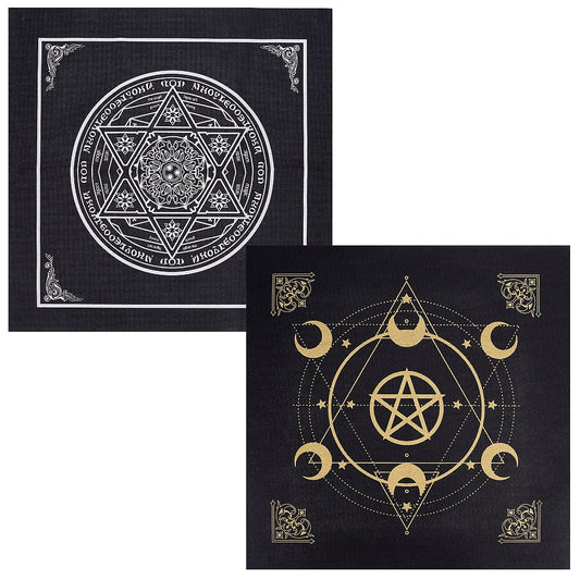 1Bag 2Pcs Altar Cloth Moon Sun Star Pentagram Celestial Tarot Deck Spi