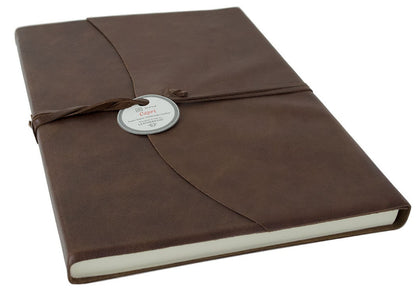 Capri Handmade Italian Leather Wrap Journal A4 Chocolate (30cm x 24cm x 2cm) Can be Personalised!