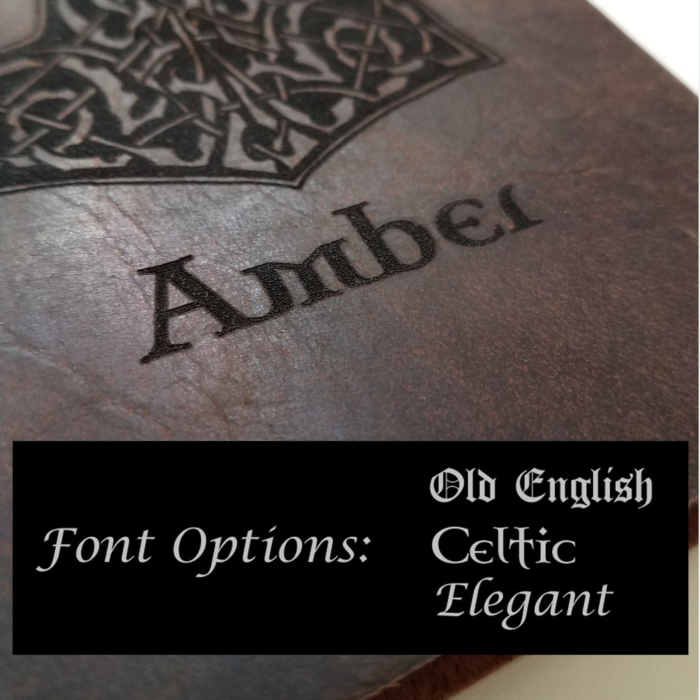 Celtic Raven Leather Journal, Free Personalization 5&quot; x 7&quot; Blank Buffalo Leather Journal With Unlined Paper