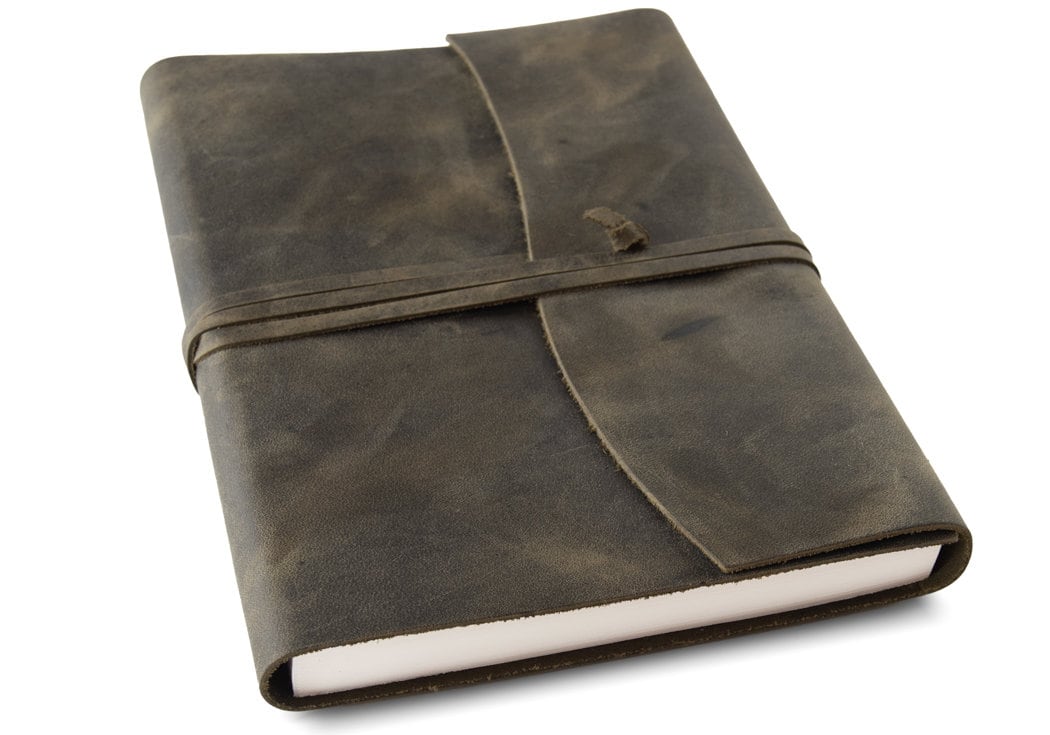 Amalfi Handmade Italian Vegetable Tan Leather Wrap Journal A5 Olive (21cm x 15cm x 2cm) Can be Personalised!