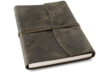 Amalfi Handmade Italian Vegetable Tan Leather Wrap Journal A5 Olive (21cm x 15cm x 2cm) Can be Personalised!