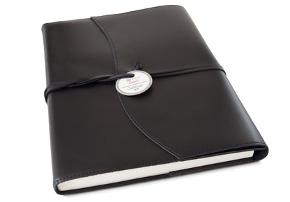 Capri Handmade Italian Leather Wrap Refillable Journal A4 Obsidian (31cm x 23cm x 2cm) Can be Personalised!