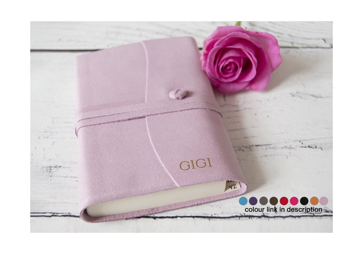 Capri Small Salmon Handmade Italian Leather Wrap Address Book (13cm x 9cm x 2cm) Can be Personalised!