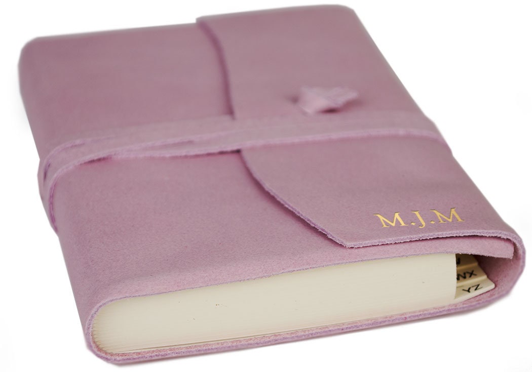 Capri Small Salmon Handmade Italian Leather Wrap Address Book (13cm x 9cm x 2cm) Can be Personalised!