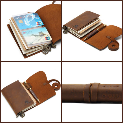 Small Pocket Refillable Travellers Notebook Handmade Leather Journal + Pen | Leather Journals | Leather-Bound Journal | Old & Travel Journal
