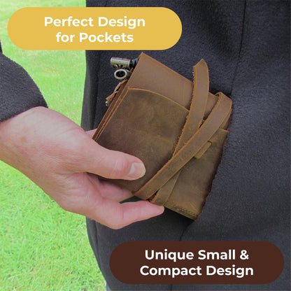 Small Pocket Refillable Travellers Notebook Handmade Leather Journal + Pen | Leather Journals | Leather-Bound Journal | Old & Travel Journal