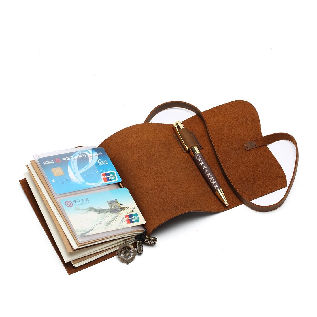 Small Pocket Refillable Travellers Notebook Handmade Leather Journal + Pen | Leather Journals | Leather-Bound Journal | Old & Travel Journal