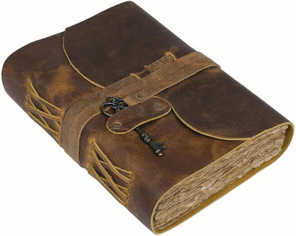 Handmade Premium Vintage Leather-Bound Journal with handmade Deckle Edge Paper, Best Gift For Any Occasion Like Halloween, Christmas