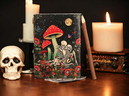 Blank Spell Book of Shadows  Mushroom Skull Skeleton  lovers Journal Witchcraft Tarot  Gothic Notebook Antique Vintage best gift for him her