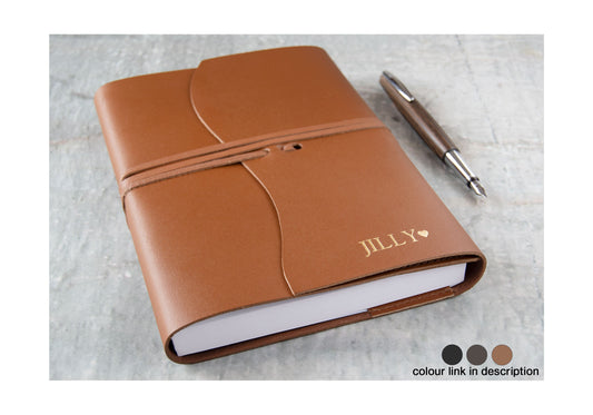 Indra Handmade Leather Wrap Refillable Journal A5 Copper (21cm x 15cm x 2cm) Can be Personalised!