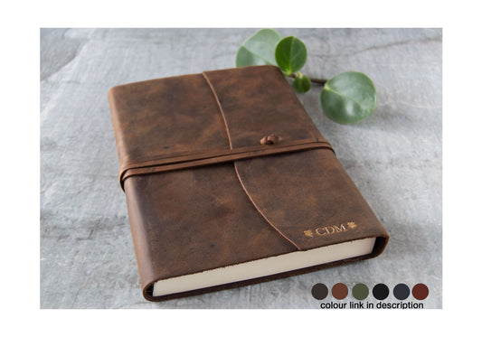 Amalfi Handmade Italian Vegetable Tan Leather Journal A5 Rustic Tan (21cm x 15cm x 2cm) Can be Personalised!